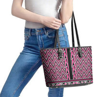New Zealand Maori Niho Taniwha Leather Tote Bag Mawhero Mangopare and Puhoro Pattern