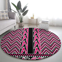 New Zealand Maori Niho Taniwha Round Carpet Mawhero Mangopare and Puhoro Pattern