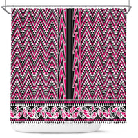 New Zealand Maori Niho Taniwha Shower Curtain Mawhero Mangopare and Puhoro Pattern
