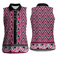 New Zealand Maori Niho Taniwha Women Sleeveless Polo Shirt Mawhero Mangopare and Puhoro Pattern LT9 - Polynesian Pride