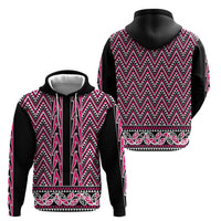 New Zealand Maori Niho Taniwha Zip Hoodie Mawhero Mangopare and Puhoro Pattern