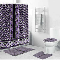 New Zealand Maori Niho Taniwha Bathroom Set Waiporopo Mangopare and Puhoro Pattern LT9 Bathroom Set (4 pcs) Purple - Polynesian Pride