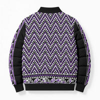 New Zealand Maori Niho Taniwha Bomber Puffer Jacket Waiporopo Mangopare and Puhoro Pattern - Polynesian Pride
