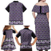 New Zealand Maori Niho Taniwha Family Matching Off Shoulder Maxi Dress and Hawaiian Shirt Waiporopo Mangopare and Puhoro Pattern LT9 - Polynesian Pride