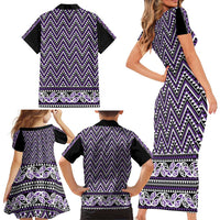New Zealand Maori Niho Taniwha Family Matching Short Sleeve Bodycon Dress and Hawaiian Shirt Waiporopo Mangopare and Puhoro Pattern LT9 - Polynesian Pride