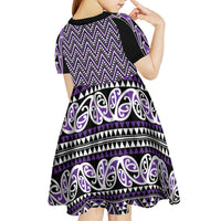 New Zealand Maori Niho Taniwha Kid Short Sleeve Dress Waiporopo Mangopare and Puhoro Pattern