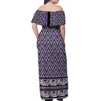 New Zealand Maori Niho Taniwha Off Shoulder Maxi Dress Waiporopo Mangopare and Puhoro Pattern