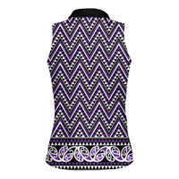 New Zealand Maori Niho Taniwha Women Sleeveless Polo Shirt Waiporopo Mangopare and Puhoro Pattern LT9 - Polynesian Pride