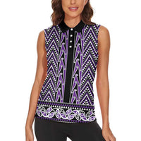 New Zealand Maori Niho Taniwha Women Sleeveless Polo Shirt Waiporopo Mangopare and Puhoro Pattern LT9 - Polynesian Pride