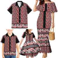 New Zealand Maori Niho Taniwha Family Matching Mermaid Dress and Hawaiian Shirt Whero Mangopare and Puhoro Pattern LT9 - Polynesian Pride
