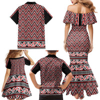 New Zealand Maori Niho Taniwha Family Matching Mermaid Dress and Hawaiian Shirt Whero Mangopare and Puhoro Pattern LT9 - Polynesian Pride