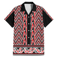 New Zealand Maori Niho Taniwha Family Matching Mermaid Dress and Hawaiian Shirt Whero Mangopare and Puhoro Pattern LT9 Dad's Shirt - Short Sleeve Red - Polynesian Pride