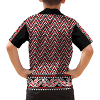 New Zealand Maori Niho Taniwha Family Matching Off The Shoulder Long Sleeve Dress and Hawaiian Shirt Whero Mangopare and Puhoro Pattern LT9 - Polynesian Pride