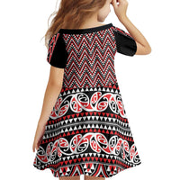 New Zealand Maori Niho Taniwha Family Matching Off Shoulder Short Dress and Hawaiian Shirt Whero Mangopare and Puhoro Pattern LT9 - Polynesian Pride