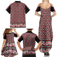 New Zealand Maori Niho Taniwha Family Matching Summer Maxi Dress and Hawaiian Shirt Whero Mangopare and Puhoro Pattern LT9 - Polynesian Pride