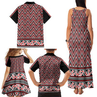 New Zealand Maori Niho Taniwha Family Matching Tank Maxi Dress and Hawaiian Shirt Whero Mangopare and Puhoro Pattern LT9 - Polynesian Pride