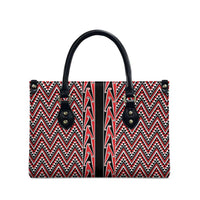 New Zealand Maori Niho Taniwha Leather Bag Whero Mangopare and Puhoro Pattern LT9 - Polynesian Pride