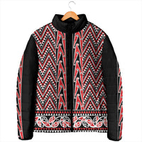 New Zealand Maori Niho Taniwha Padded Jacket Whero Mangopare and Puhoro Pattern - Polynesian Pride