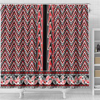 New Zealand Maori Niho Taniwha Shower Curtain Whero Mangopare and Puhoro Pattern