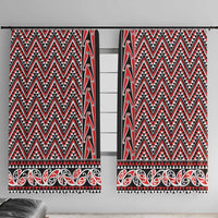 New Zealand Maori Niho Taniwha Window Curtain Whero Mangopare and Puhoro Pattern LT9 With Hooks Red - Polynesian Pride