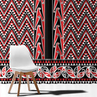 New Zealand Maori Niho Taniwha Window Curtain Whero Mangopare and Puhoro Pattern LT9 - Polynesian Pride