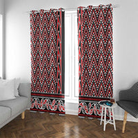 New Zealand Maori Niho Taniwha Window Curtain Whero Mangopare and Puhoro Pattern LT9 With Grommets Red - Polynesian Pride