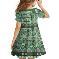 Vintage Bula Fiji Personalised Family Matching Summer Maxi Dress and Hawaiian Shirt Green Hibiscus Tapa Pattern LT9 - Polynesian Pride