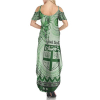 Vintage Bula Fiji Personalised Family Matching Summer Maxi Dress and Hawaiian Shirt Green Hibiscus Tapa Pattern LT9 - Polynesian Pride