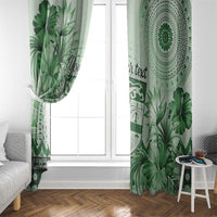 Vintage Bula Fiji Personalised Window Curtain Green Hibiscus Tapa Pattern LT9