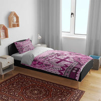 Vintage Bula Fiji Personalised Bedding Set Pink Hibiscus Tapa Pattern LT9