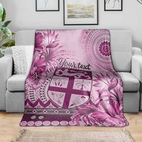 Vintage Bula Fiji Personalised Blanket Pink Hibiscus Tapa Pattern LT9