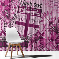 Vintage Bula Fiji Personalised Window Curtain Pink Hibiscus Tapa Pattern LT9