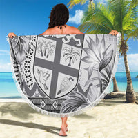 Vintage Bula Fiji Personalised Beach Blanket Beige Hibiscus Tapa Pattern LT9