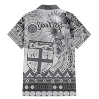 Vintage Bula Fiji Personalised Family Matching Mermaid Dress and Hawaiian Shirt Beige Hibiscus Tapa Pattern