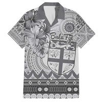 Vintage Bula Fiji Personalised Family Matching Off The Shoulder Long Sleeve Dress and Hawaiian Shirt Beige Hibiscus Tapa Pattern LT9 Dad's Shirt - Short Sleeve White - Polynesian Pride