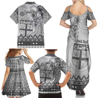 Vintage Bula Fiji Personalised Family Matching Summer Maxi Dress and Hawaiian Shirt Beige Hibiscus Tapa Pattern LT9 - Polynesian Pride