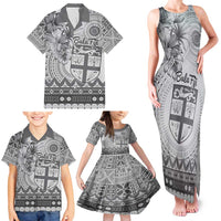 Vintage Bula Fiji Personalised Family Matching Tank Maxi Dress and Hawaiian Shirt Beige Hibiscus Tapa Pattern LT9 - Polynesian Pride