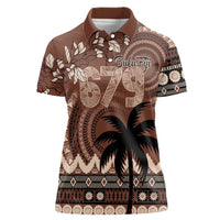 Personalised Bula Fiji 679 Women Polo Shirt Fijian Tagimoucia Masi Tapa Art LT9 Female Brown - Polynesian Pride