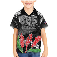 Personalised Samoa 685 Family Matching Mermaid Dress and Hawaiian Shirt Teuila Flower With Black Samoan Tattoo LT9 Son's Shirt Black - Polynesian Pride