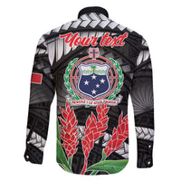 Personalised Samoa 685 Family Matching Off The Shoulder Long Sleeve Dress and Hawaiian Shirt Teuila Flower With Black Samoan Tattoo LT9 - Polynesian Pride