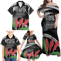 Personalised Samoa 685 Family Matching Off Shoulder Maxi Dress and Hawaiian Shirt Teuila Flower With Black Samoan Tattoo LT9 - Polynesian Pride