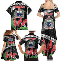 Personalised Samoa 685 Family Matching Summer Maxi Dress and Hawaiian Shirt Teuila Flower With Black Samoan Tattoo LT9 - Polynesian Pride