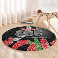 Personalised Samoa 685 Round Carpet Teuila Flower With Black Samoan Tattoo