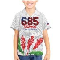 Personalised Samoa 685 Family Matching Mermaid Dress and Hawaiian Shirt Teuila Flower With White Samoan Tattoo LT9 Son's Shirt White - Polynesian Pride