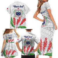 Personalised Samoa 685 Family Matching Short Sleeve Bodycon Dress and Hawaiian Shirt Teuila Flower With White Samoan Tattoo LT9 - Polynesian Pride