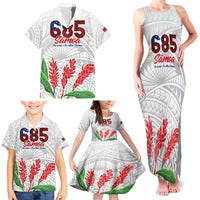 Personalised Samoa 685 Family Matching Tank Maxi Dress and Hawaiian Shirt Teuila Flower With White Samoan Tattoo LT9 - Polynesian Pride