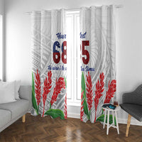 Personalised Samoa 685 Window Curtain Teuila Flower With White Samoan Tattoo