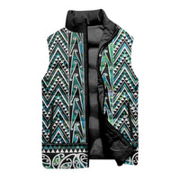 New Zealand Maori Niho Taniwha Sleeveless Puffer Jacket Papua Shell - Mangopare Puhoro Pattern