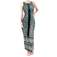 New Zealand Maori Niho Taniwha Tank Maxi Dress Papua Shell - Mangopare Puhoro Pattern LT9 Women Green - Polynesian Pride