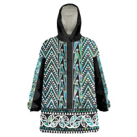 New Zealand Maori Niho Taniwha Wearable Blanket Hoodie Papua Shell - Mangopare Puhoro Pattern